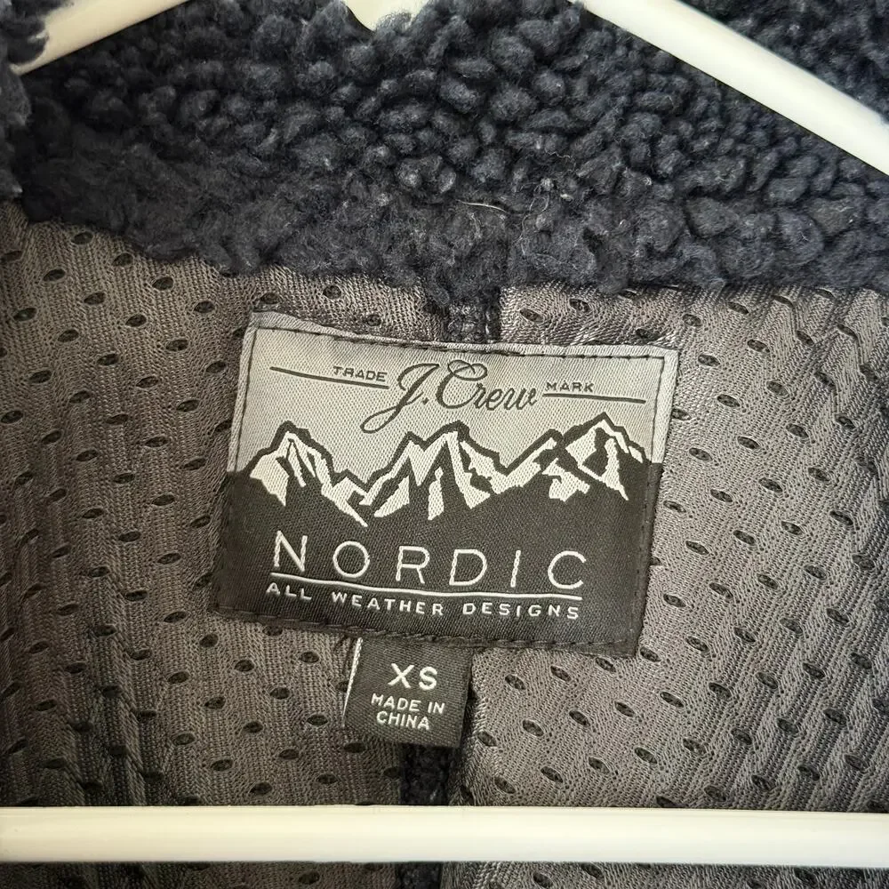 J. Crew Blue Nordic Full-Zip Sherpa Fleece Winter Jacket Size XS Gorpcore Casual